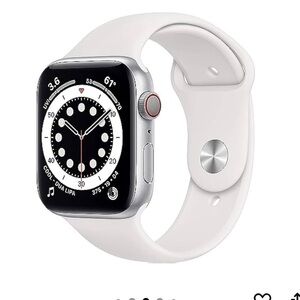 Used Apple Watch - series 6, silver aluminum case w/white sport band.